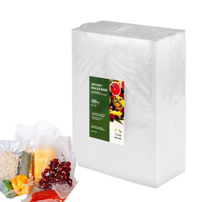 Vacuum Food Sealer Bags 200 Quart Size 8'' x 12'' Vacuum Sealer PreCut Bag