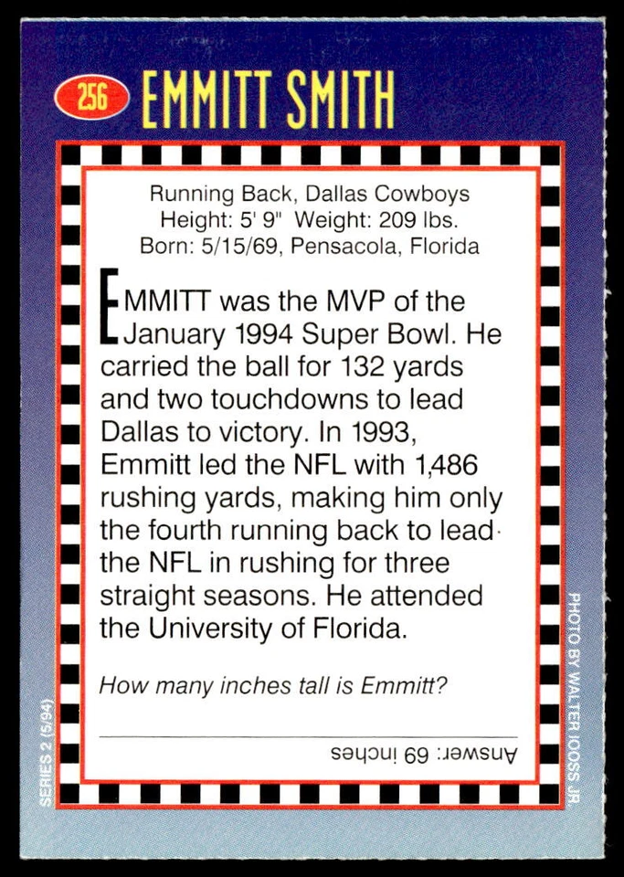 1994 Sports Illustrated for Kids #256 Emmitt Smith MULTISPORT Dallas Cowboys - Image 2 of 2