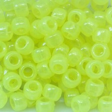 Pony Beads Yellow Nightglow Large Hole Beads Made in USA