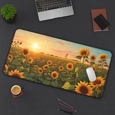 Sunflower Desk Mat, Large Anti-Slip Mouse Pad Computer Gaming Keyboard Desk Mat