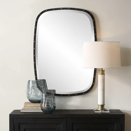 BENEDO INDUSTRIAL INSPIRED IRON WALL VANITY MIRROR UTTERMOST 09967 - Picture 1 of 5