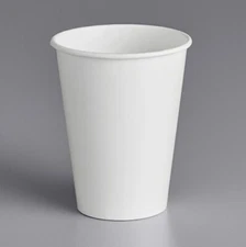 8oz Disposable Paper Cups w/ Lid Coffee Bean Design/ White Cups