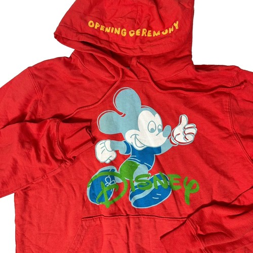 ミッキー Opening Ceremony Jacket Mens Large Global Varsity Bomber Patch Red