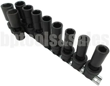 10pc 3/8" Drive Universal Swivel Deep Impact (METRIC) Socket Set CR-MO w/ Rail