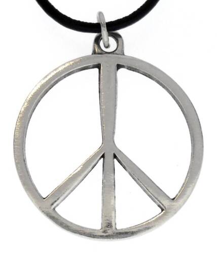 PEACE SIGN PENDANT Pewter Leather Necklace CORD Surfer - Picture 1 of 2