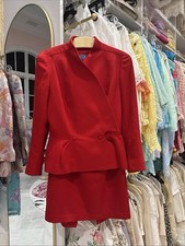Thierry Mugler Vintage 1980 s Star Jacket and Skirt Red Suit Set