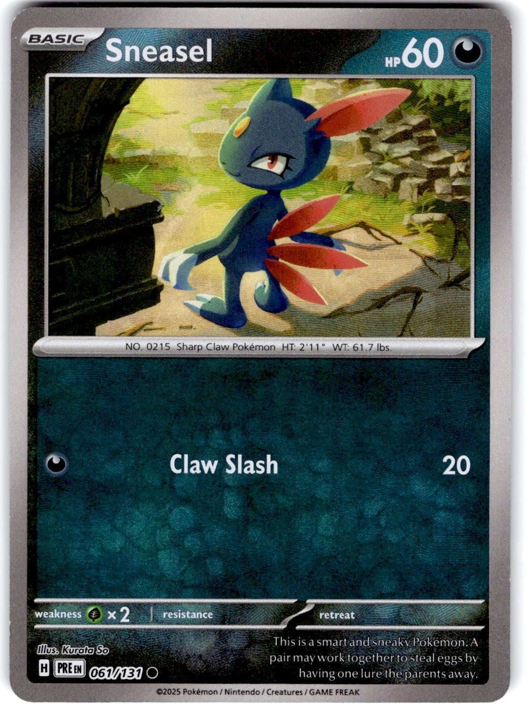 Pokemon Sneasel PRE 61/131 Pokeball Holo Near Mint English