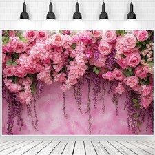 Pink Rose Flower Wall Backdrop 7x5 FT Wedding Bridal Shower Photography