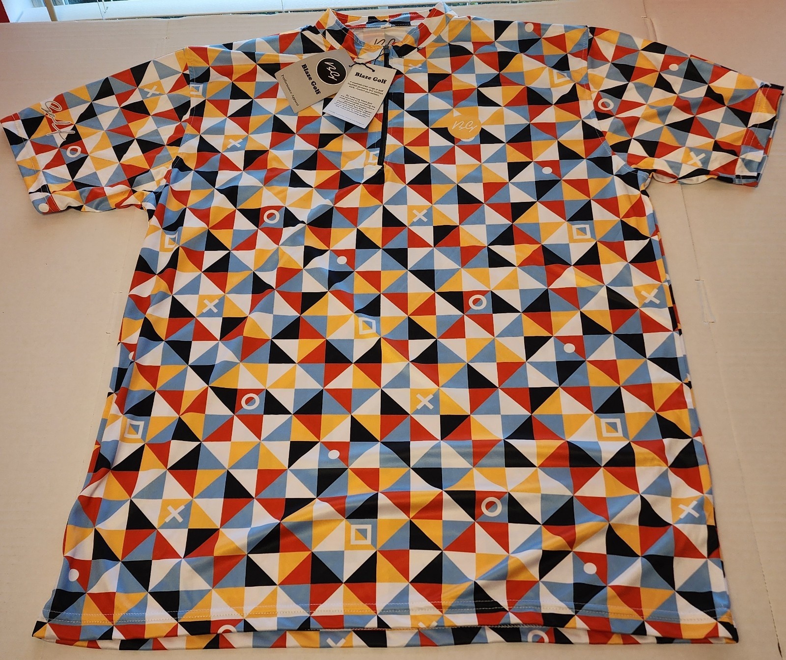 Shirt Large Nwt Bold Geometric Multicolor Pattern Performanc