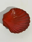 Vtg Frankoma 473 Clam Shell Dish Trinket Footed Scallop Flame MCM