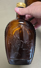 VINTAGE BICENTENNIAL  LOG CABIN SYRUP BOTTLES LOT OF 6 AMBER GLASS WITH CAPS — photo 9