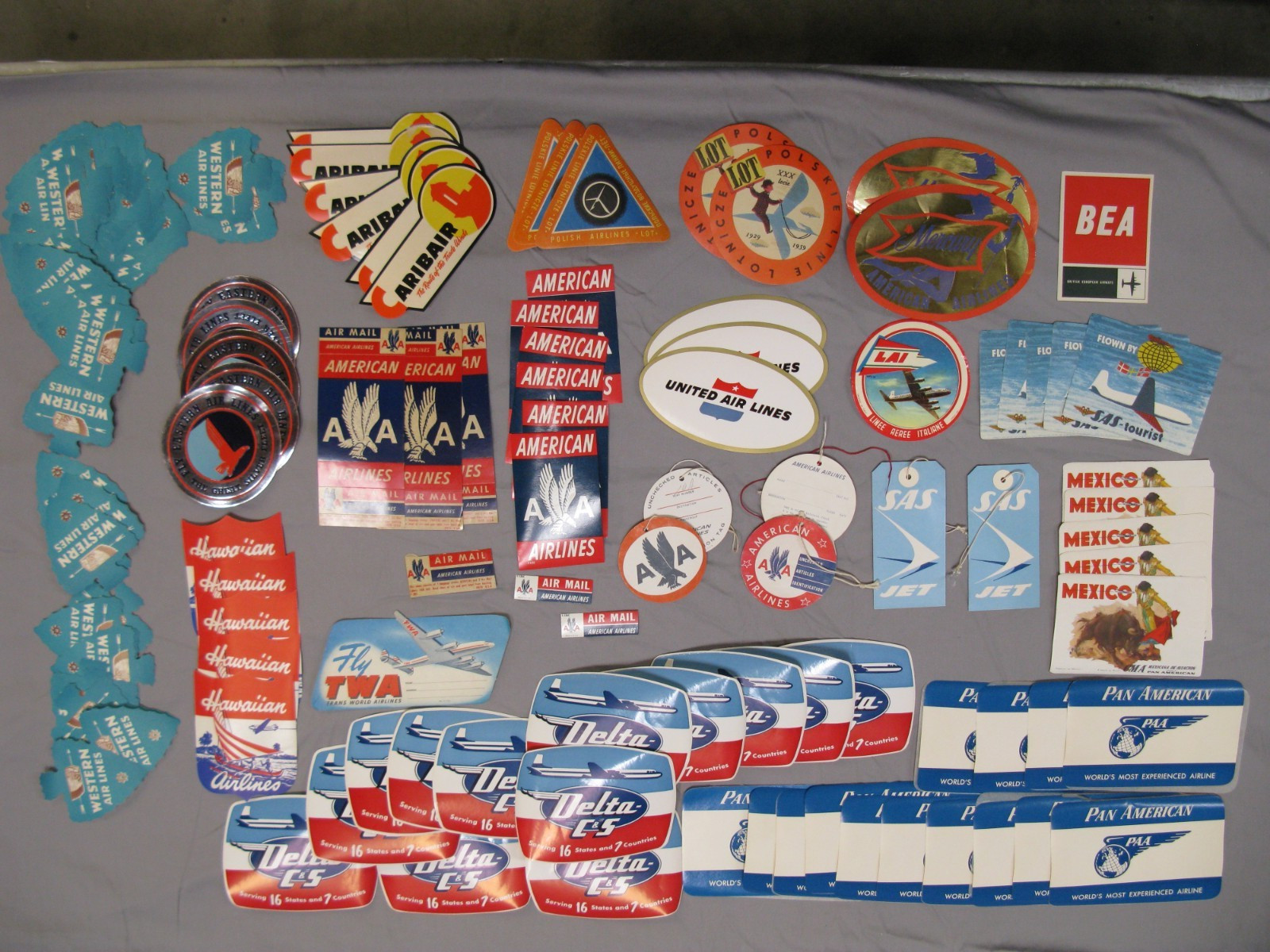 Decals 17 Diff. ( 76 Count )+ 6x Tags Vintage Original 1950.