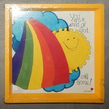 Cuadro vintage 'Eres un hijo de Dios...' en marco de plástico (8 3/4" cuadrado) nuevo