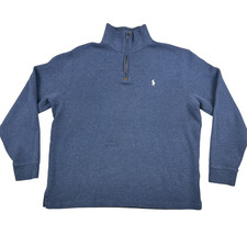 Polo Ralph Lauren Sweater Mens Big Large 1/4 Zip Pullover Blue Logo Casual