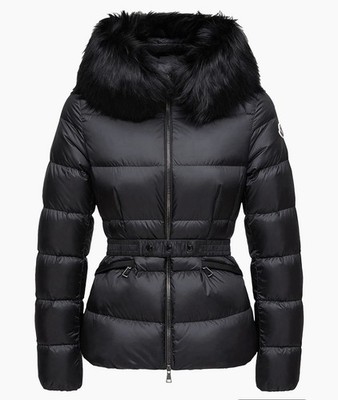 Moncler Boed Giubbotto Black Fur Hood Jacket New With Tags + Garment Bag