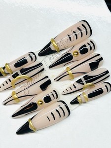 BANGLES DESIGN - LONG  STILETTO- HARD GEL PRESS ON NAILS 💅