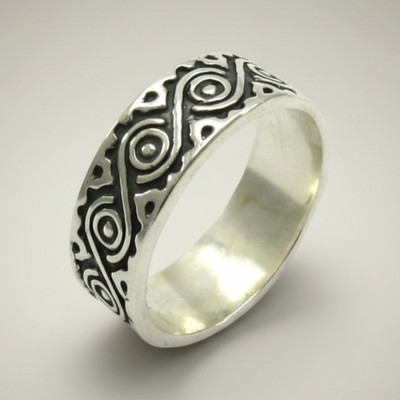 Sterling Silber Bandring echt massiv gepunzt 925 Auge Handarbeit Kaiserin