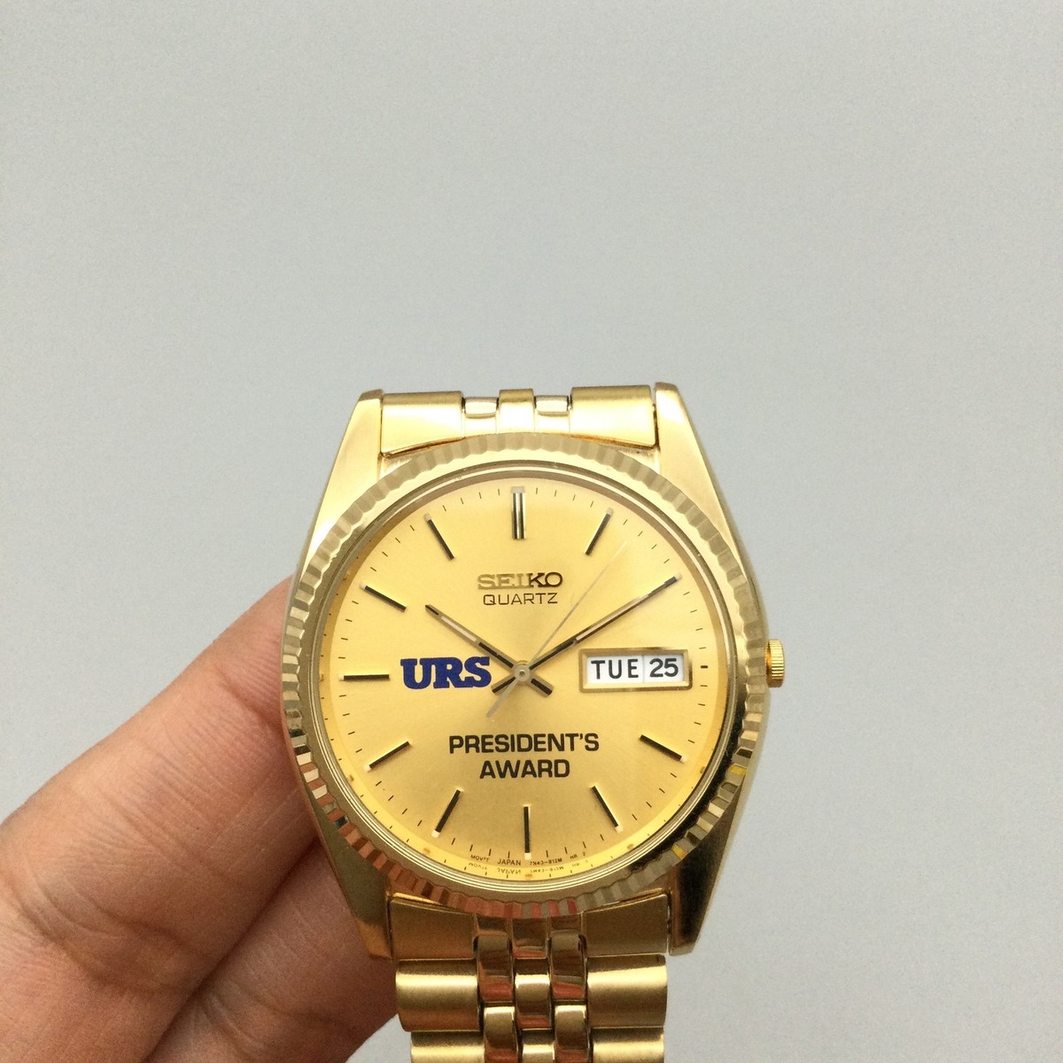Seiko President Mens Watch 36mm Gold Dial Gold Tone Day Date URS