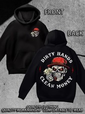 DIRTY HANDS CLEAN MONEY Men's Heavyweight 310g Blend Hooded Sweatshirt Red Workw
