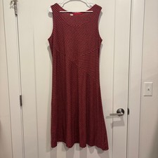 Cut Loose Red Charcoal Striped Linen Blend Midi Dress Made in USA 5440817 L