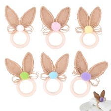 6Pcs Wooden Easter Napkin Ring Set Table Settings Serviette Buckles