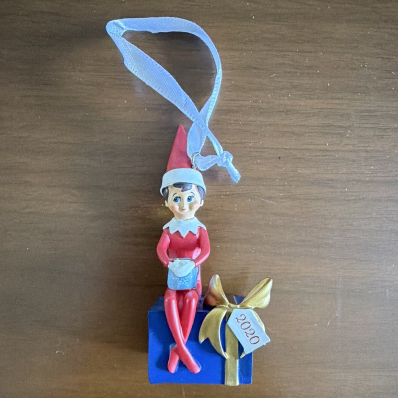 The Elf on the Shelf 2020 Christmas Hanging Ornament Red Blue Gold White Plastic