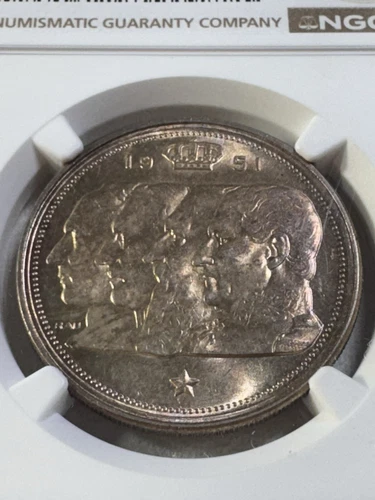 1951 Belgium 100 Francs Flemish Legend Coin Alignment Graded MS 64 by NGC Toned