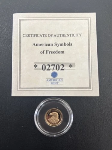 American Mint 2011 Bald Eagle Gold Proof Coin .585 0.5g 11mm Symbols of Freedom