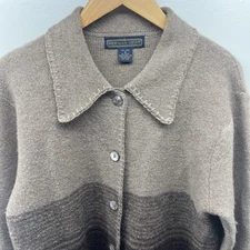 Vintage Wool Cardigan Herman Geist Women’s Medium 100% Wool Shades of Brown 