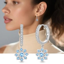 KUNSIR Women Girls 925 Sterling Silver FashionFrost Crystal Drop Earrings Party