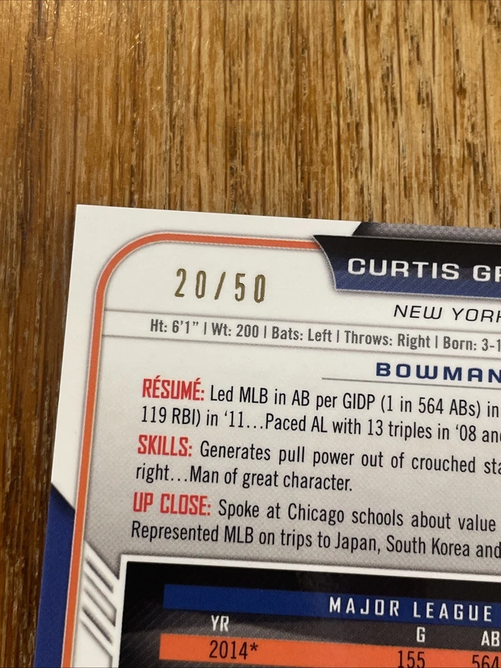 2015 Bowman Chrome Gold Refractor /50 Curtis Granderson #82 SSP RARE Mets - Image 4 of 4