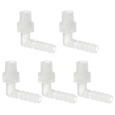 5 Pcs 1/8''G x 1/4'' Hose Barb Fitting L Elbow Fittings, Plastic Barbed Joint