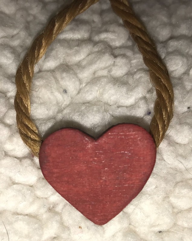 Country Red Wooden Heart Ornament! Could Be Converted To a Bracelet or Necklace!