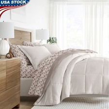 Reversible Comforter  Patterned Sheet Set 7 Piece Bedding Bundle Queen Bed New