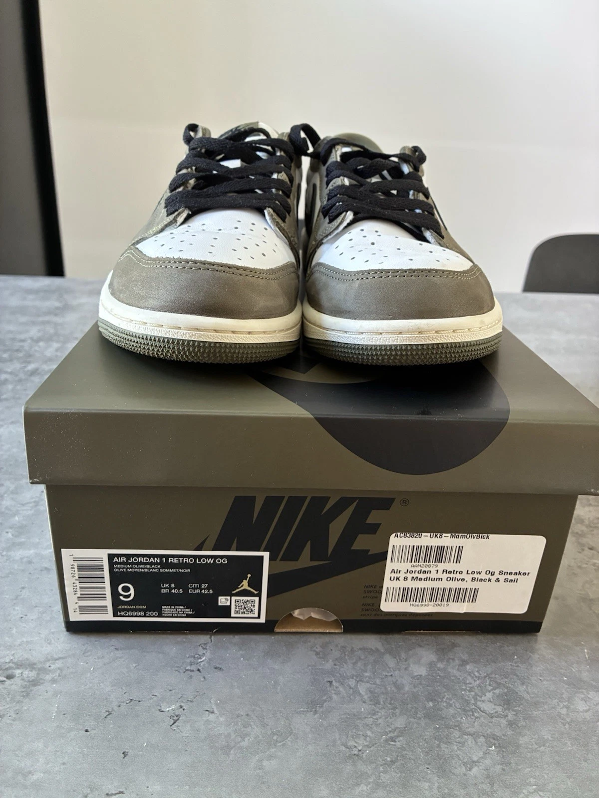 Nike Air Jordan 1 Retro Low OG Medium Olive HQ6998-200 UK 8 EU 42.5 With Box