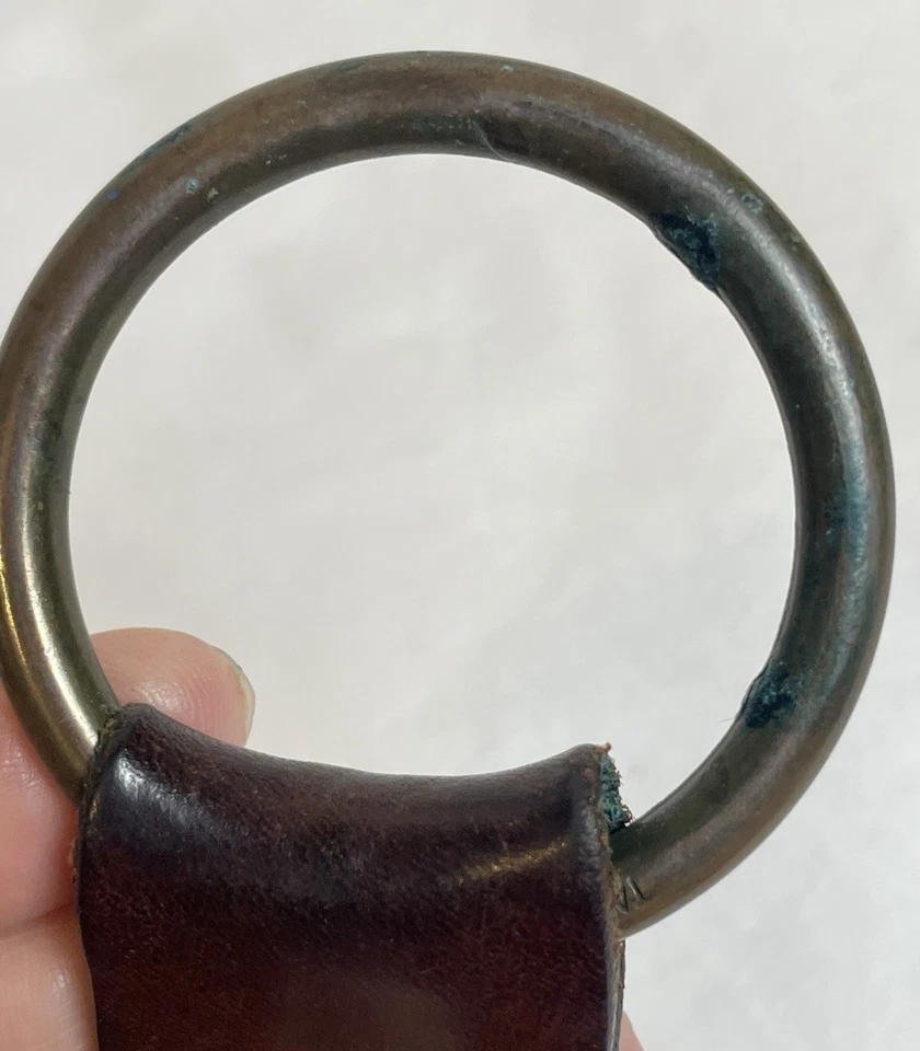 Cinturón De Colección Gancho y Lazo Para Mujer Talla M/35-36 Marrón Cuero Genuino Redondo Latón Hebilla Foto 3 de 4