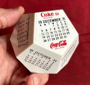 1971 Coca Cola 12-Sided Plastic Pentagon Calendar