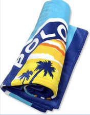 "Toalla de playa grande Polo Ralph Lauren 100 % algodón nueva 35x66"" Polo Surf Club 1967"
