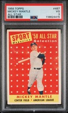 1958 Topps Mickey Mantle #487 All Star PSA 3 Centered, New York Yankees