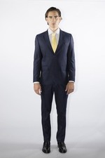 Men's tailored 2-button blue pure wool drop 4 suit