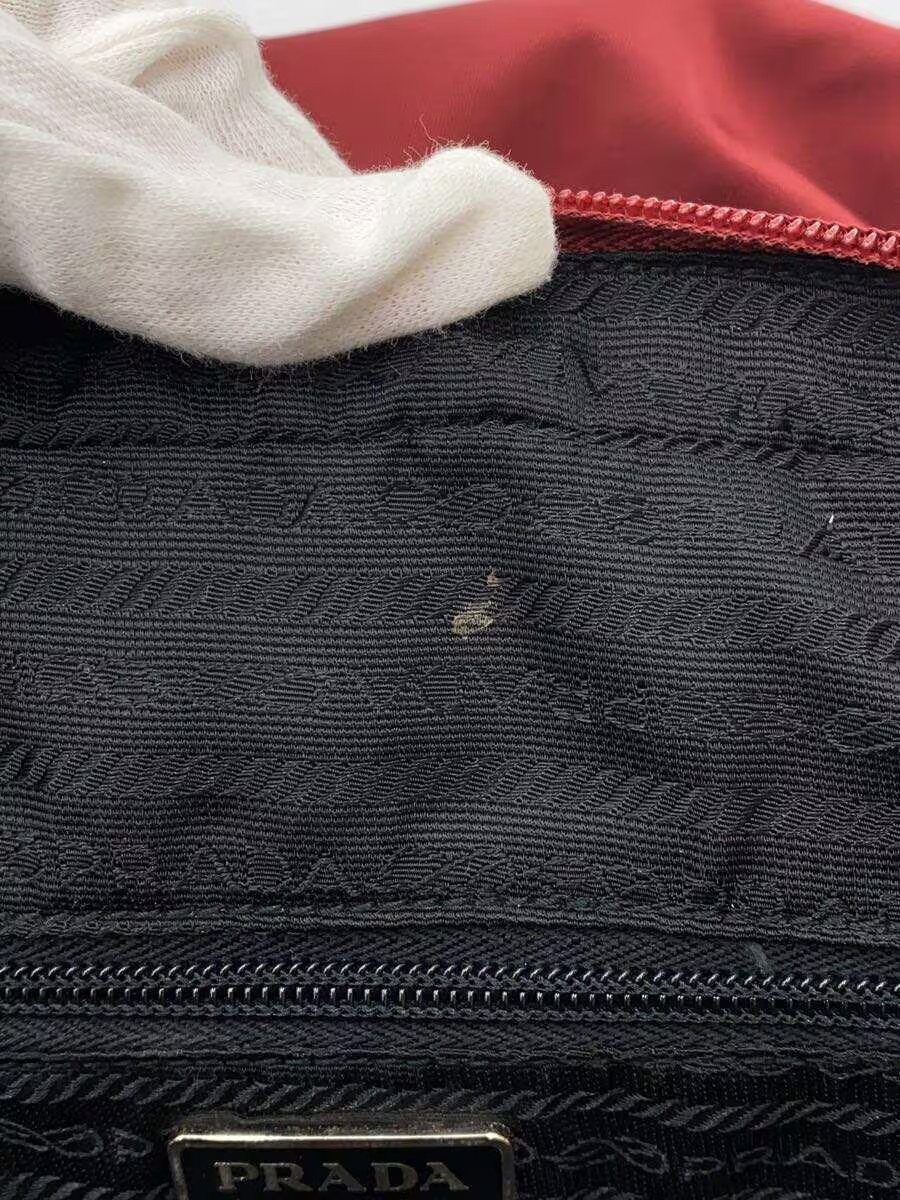 PRADA Tote Bag Nylon RED Solid Authentic Rare Exc… - image 8