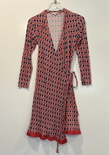 Boden Womens Red White & Blue Geometric Print Wrap Dress Size 4