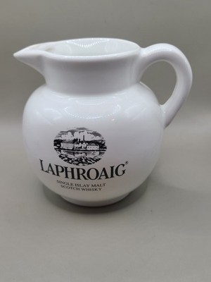 Vtg Laphroaig Malt Scotch Whiskey Water Pitcher Decanter Seton Pottery  UK 4x4.5