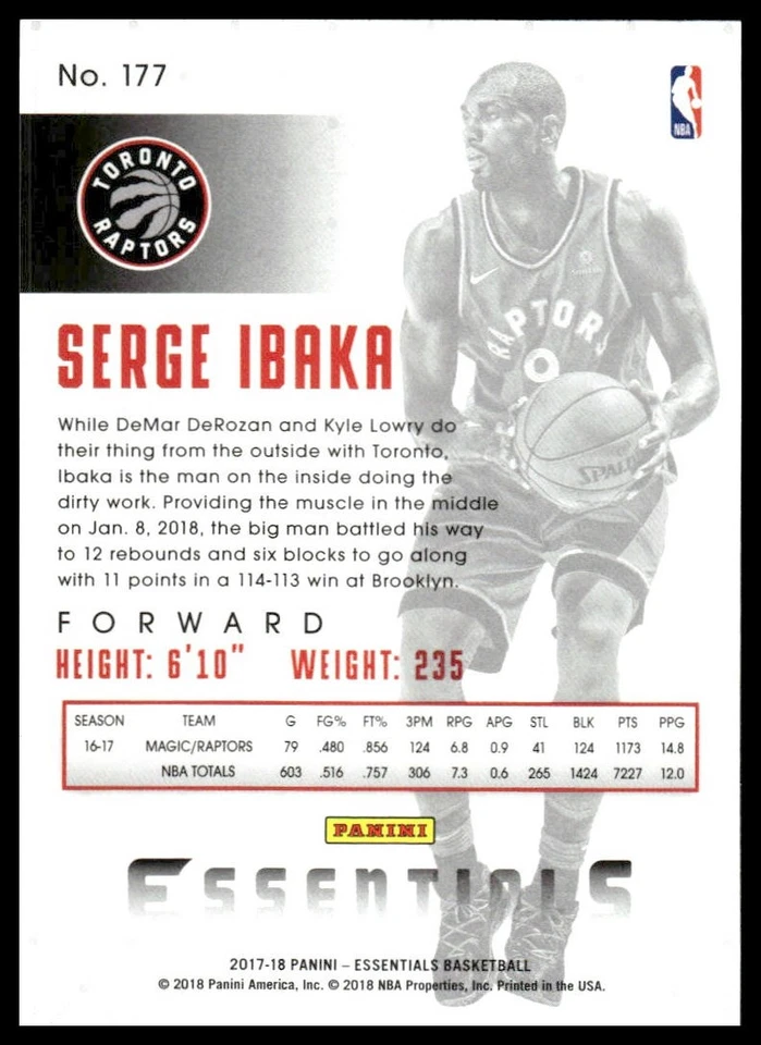 2017-18 Panini Essentials #177 Serge Ibaka Retail - Image 2 of 2