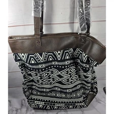 Jewell Thirty-One Black White Tote Bag Weekend 31 Aztec Boho Southwestern Purse