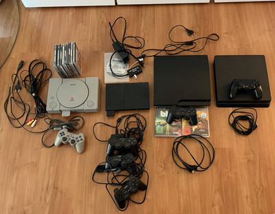 Sony PlayStation Konsolen-Set  PS2 Slim PS3 PAL 250GB mit Controllern, KabelnPs4