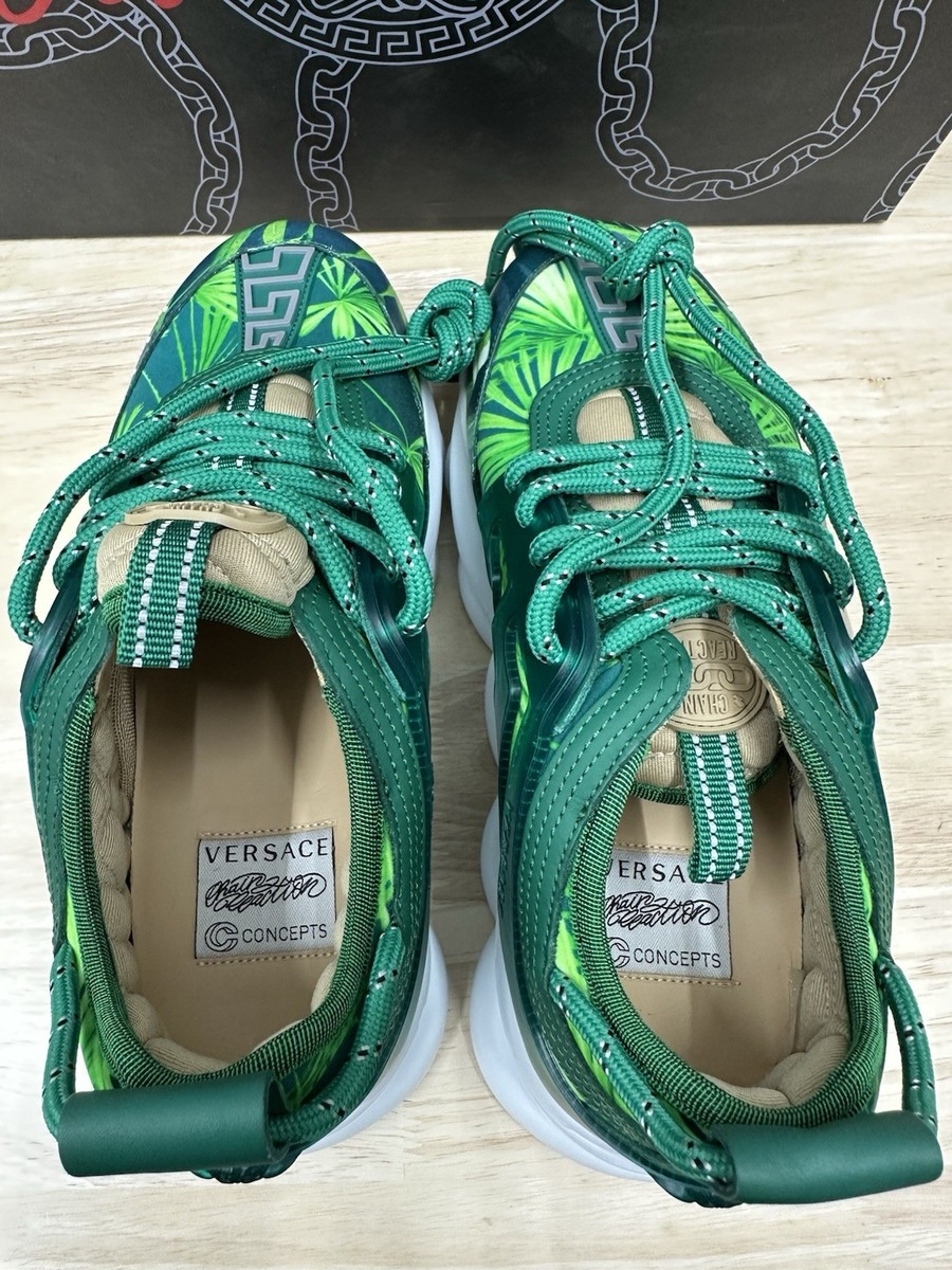 Versace Chain Reaction Jungle Green JLo Sneakers Shoes Women's 37