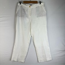 Talbots White Linen Cropped Pants Women s Size 10 Nautical Coastal Preppy Core