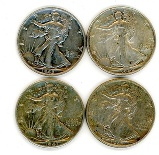 USA : Lot de 4 demi Dollars Liberty walking entre 1941 et 1945 SUPERBES