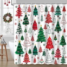 Christmas Shower Curtain, Winter Shower Curtain Set, Cute Bathroom Shower Cur...
